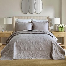 Cotton Jacquard Bedspread Quilt Bedding Sets Queen Size 3 Pieces Reversible