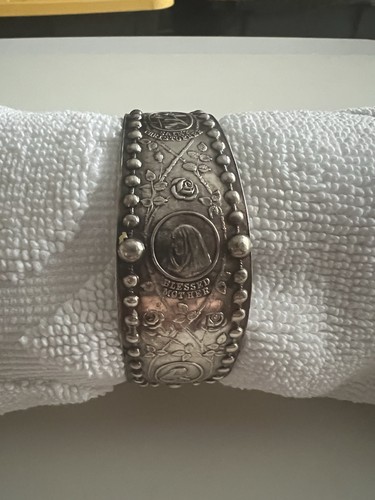 E J Towle Catholic Cuff Bracelet Silver