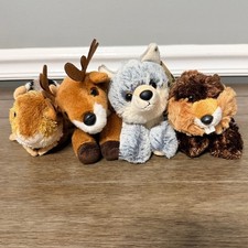 Aurora Mini Flopsie Forest Animals Beaver Wolf Reindeer Chipmunk Plush Lot
