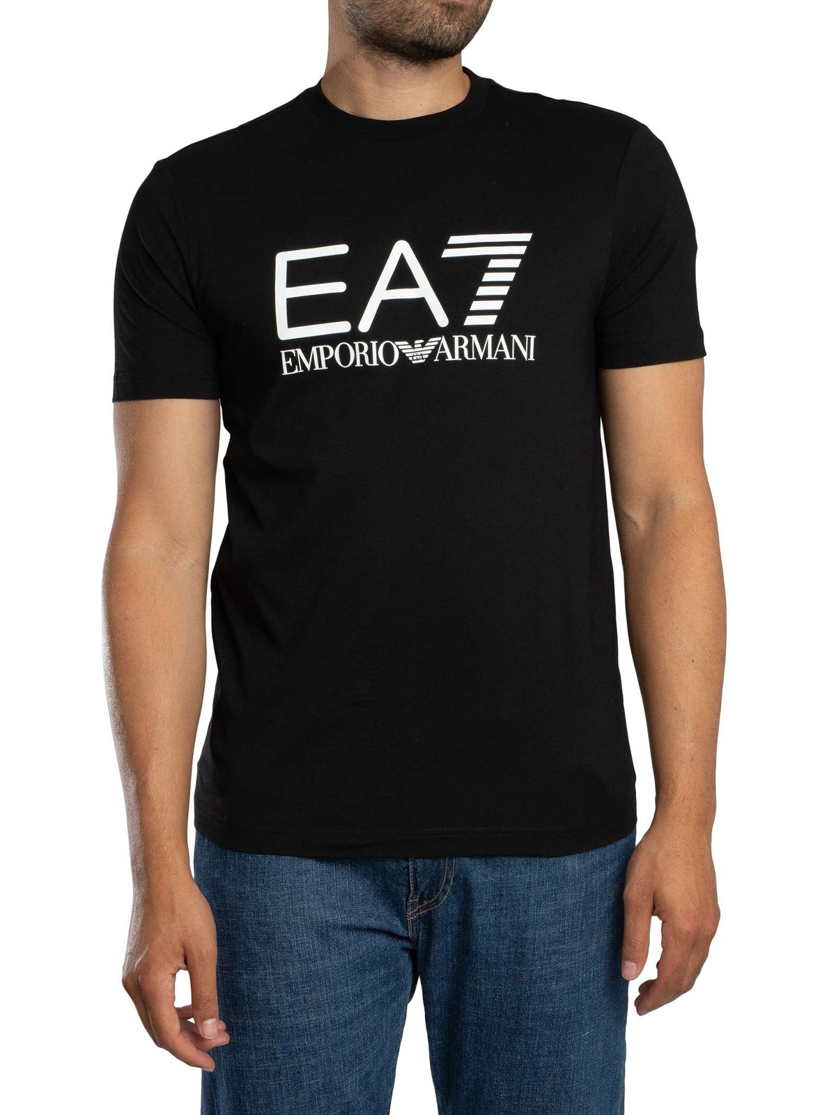 EA7 Slim Logo Graphic T-Shirt, Black/White - L