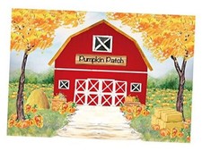 7x5ft Fall Red Farm Backdrop for Photography Watercolor Autumn Great Pumpkin
