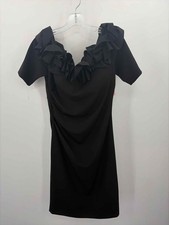 Pre-Owned XScape Black Size 12 Bodycon Knee Length Short Sleeve Dress