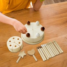 Wooden Cake Set for Birthday Celebrations, Learning Toy for Toddlers