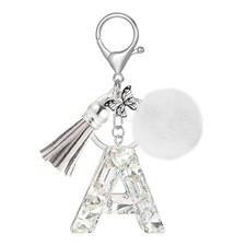 Bling Initial Letter Keychains, Rhinestonelphabet Car Keyrings for Women, A