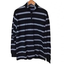 Chaps Men's XL Black And Gray Striped 1/4 Zip Pullover Long Sleeved Shirt