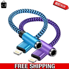 2-Pack Lightning to 3.5mm Aux Adapter, Apple MFi Certified iPhone Audio Dongle f