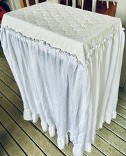 Baby Changing Table Cover, White Cotton Eyelet. Top 16x20 Inches, Ruffled Skirt