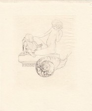 Exlibris Bookplate Heliogravüre Franz von Bayros 1866-1924 Akt Gnom Kutte