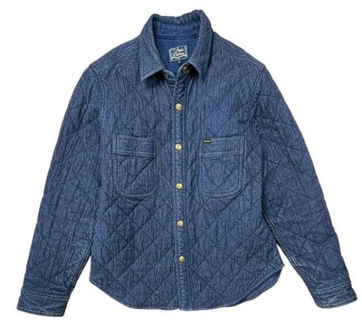 STUDIO D'ARTISAN Quilted Work Shirt Blue Size 40 Made In JAPAN