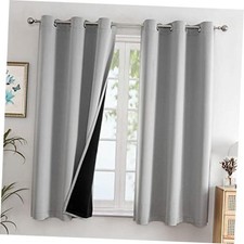 100 Blackout Curtains for Bedroom with 42"W x 63"L Pack of 2 Light Grey