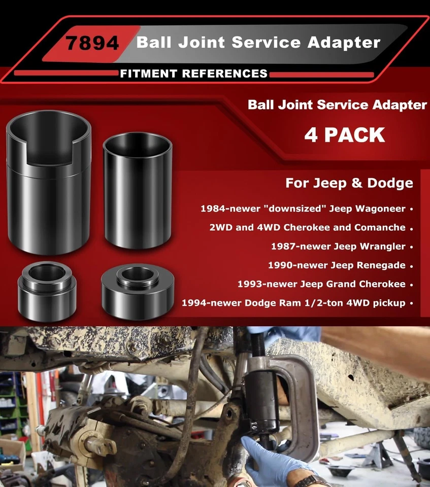 Conjunto de adaptador de serviço de junta esférica ferramenta de instalação de remoção para Jeep Wrangler Dodge Ram - Imagem 3 de 4