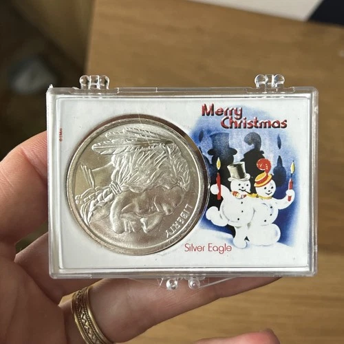 2025 $1 American Silver Buffalo  Snowman MERRY CHRISTMAS Coin Holder