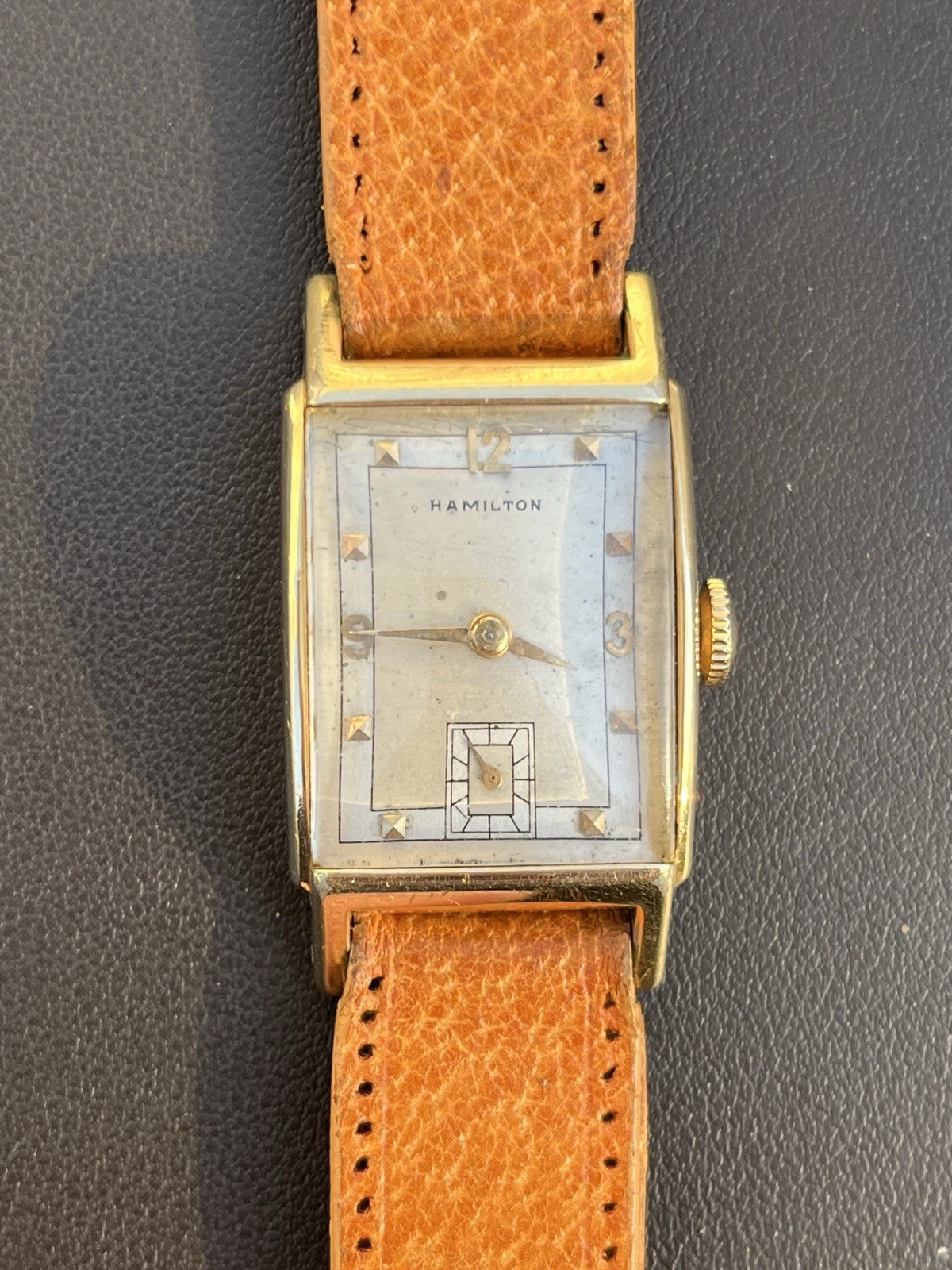 Hamilton Vintage 14k Gold Filled Manual 19 Jewel Tank Watch For Repair/Parts