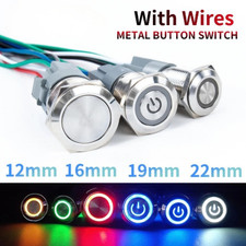 16mm 12V LED ON OFF Waterproof Stainless Steel Latching Push Button Power Switch