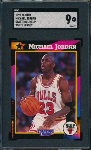 MICHAEL JORDAN 1992 KENNER STARTING LINEUP WHITE JERSEY SGC 9 MINT CARD! TOUGH!