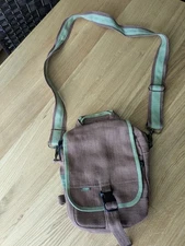 Ecolution Brown with Green Trim Hemp Shoulder/ Crossbody Handbag /Satchel