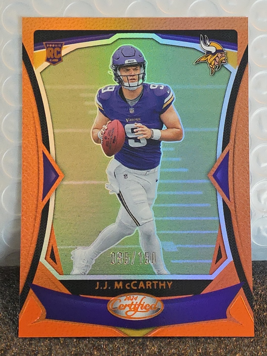 2024 Panini Certified - Rookies J.J. McCarthy #108 Mirror Orange /150 (RC)