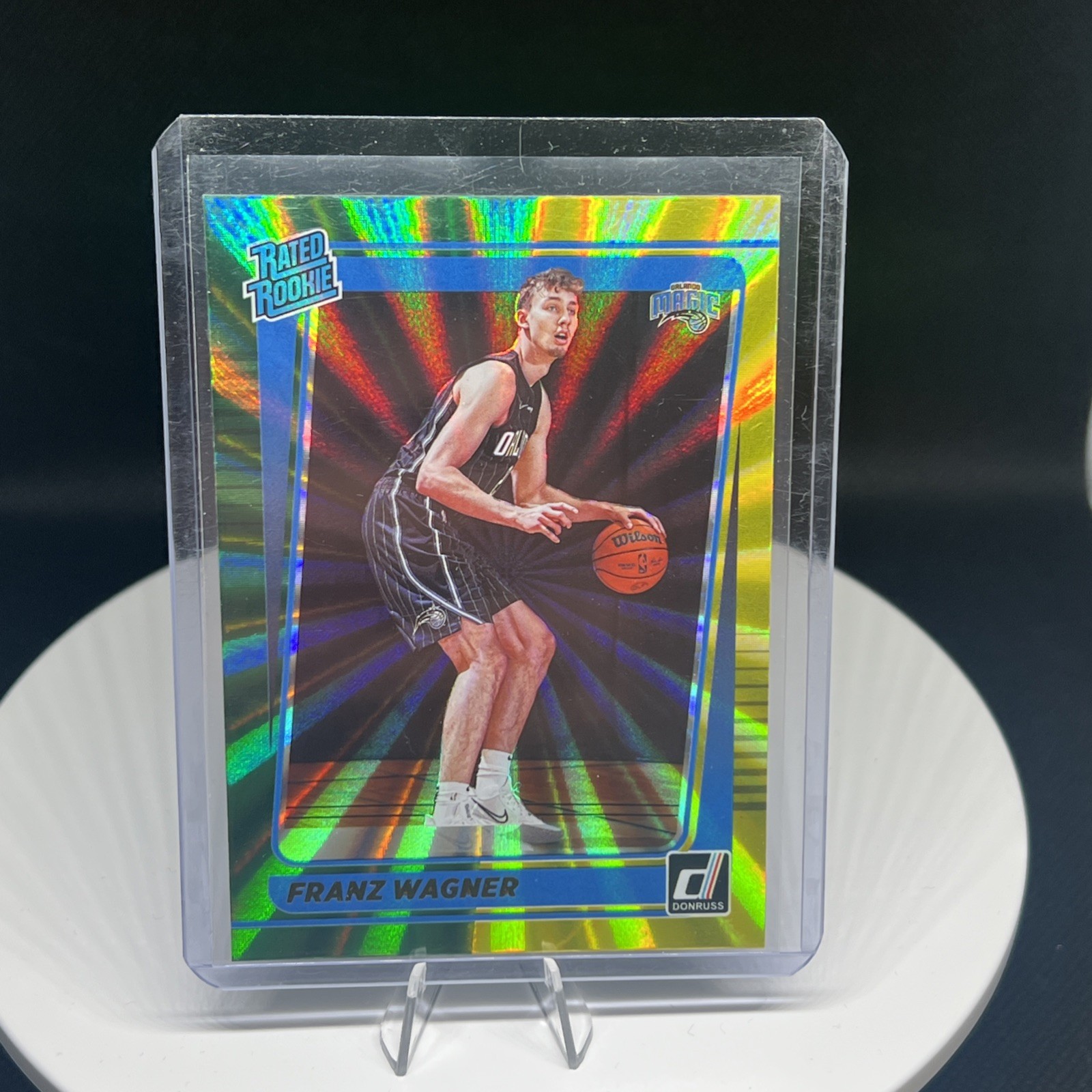 2021-22 Donruss - Rated Rookie Franz Wagner #235 Holo Green & Yellow Laser (RC)
