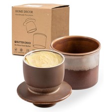 HOME DECOR Reactive Glaze Butter Crock, French Dish with Milk Coffee