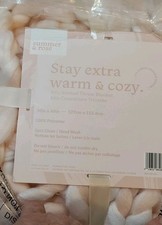 Summer & Rose Mia Chunky Knitted Throw Blanket Pink/Cream Retail Price $150.00