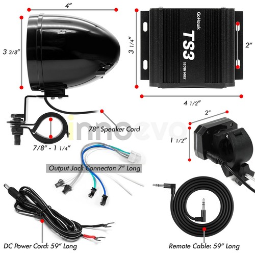 180W Amp Motorcycle Kart Bluetooth Waterproof Speakers Audio System Radio Stereo - Bild 9 von 11