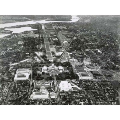 Vintage Aerial Capitol Hill Washington Dc America Usa 12X16 Inch Framed Print