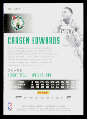 Height Carsen Edwards Number 19-20 Panini Chronicles #207 Carsen