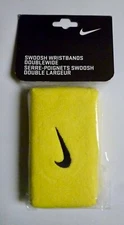NWT 1 Pair OREGON DUCKS Nike Doublewide Wristbands Yellow/Black Swoosh sweatband