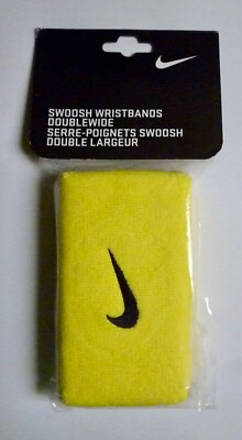 NWT 1 Pair OREGON DUCKS Nike Doublewide Wristbands Yellow/Black Swoosh sweatband
