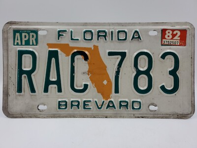 #ad 2000 Florida BREVARD COUNTY Car License Plate # RAC 783 Green on White $14.90