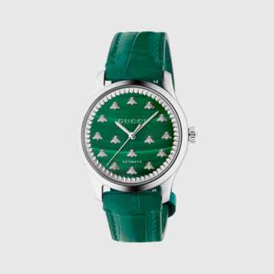 Gucci G-Timeless Bee Motif Green Malachite Stone Dial Watch