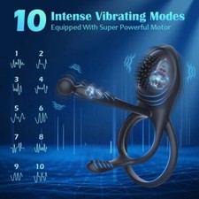 Penis Cock Ring 10 Vibrator G-Spot Dildo Clitoral Massager Sex Toy For Women Men