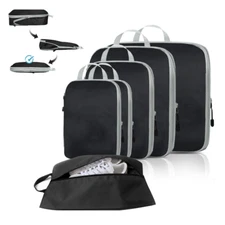 6 Set Travel Compression Packing Cubes for Luggage Suitcases Double Zipper