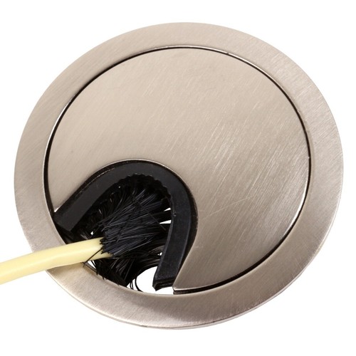 BRUSHED NICKEL DESK GROMMETS Computer Table Cable Lead Tidy Plug Hole Cover Cap - Picture 3 of 21