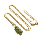 New 14k yellow gold .02ct diamond peridot gemstone pendant necklace 2.5g 18" — photo 8