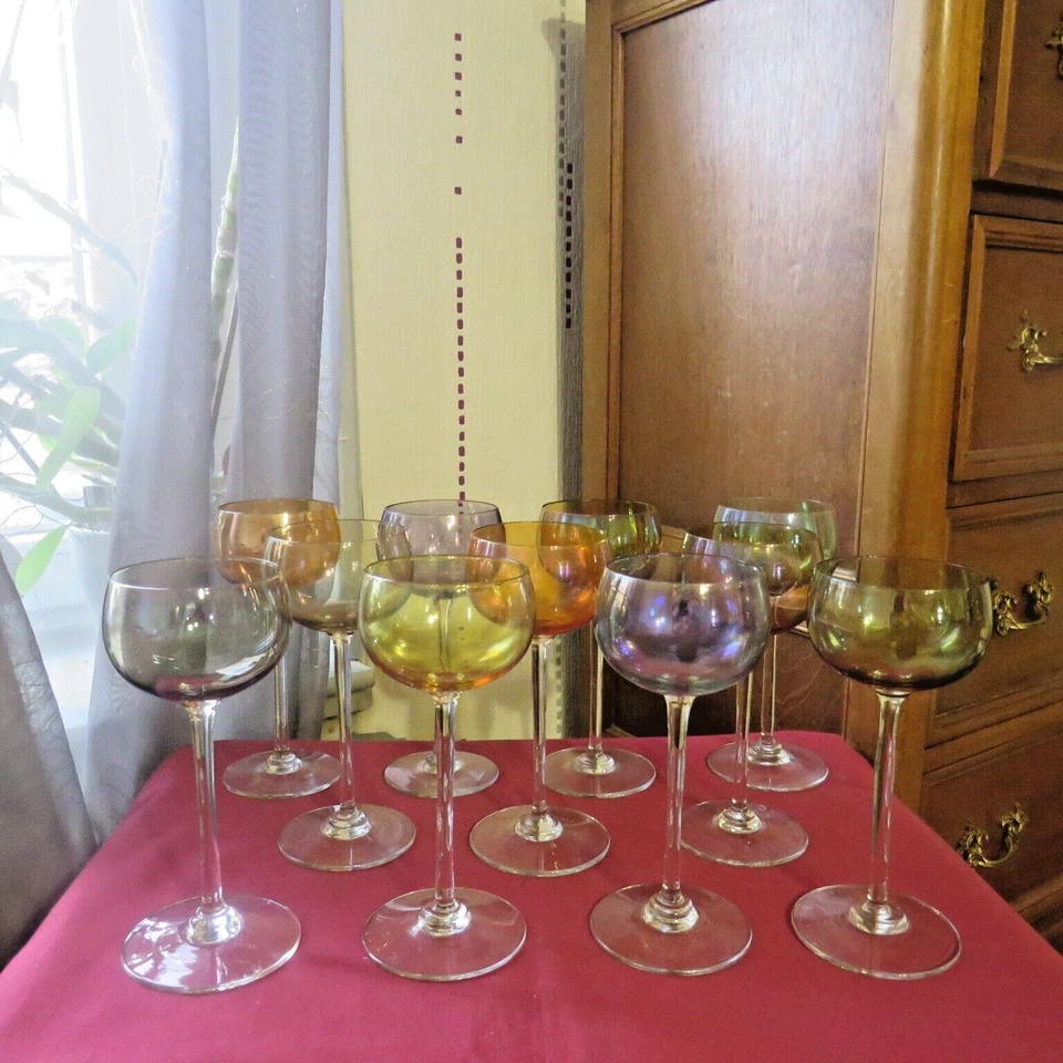 11  verres à vin d alsace en verres ou cristal de couleur - Photo 2/4