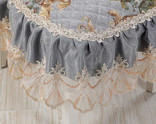 Chenille Rectangle Vintage Lace Tablecloth Events Round Dining Chair Cover - Picture 17 of 45