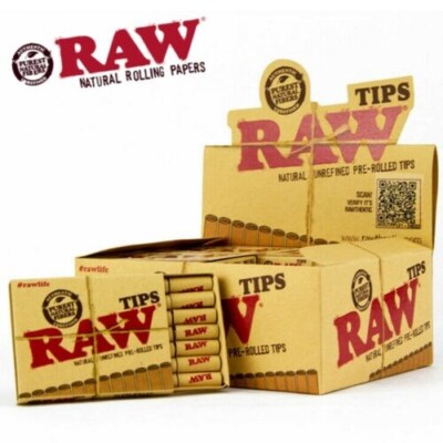   RAW NATURAL UNREFINED PRE-ROLLED FILTER TIPS 20 PACKS   21 TIPS PER PACK