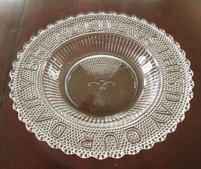 EAPG Campbell Pearl Dewdrop GIVE US THIS ... DAILY BREAD Platter 11'' c1877
