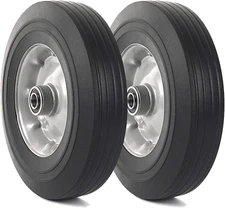 (2-Pack) 10''X2.5'' Flat Free Solid Rubber Replacement Tires - Flat-Free Tires f