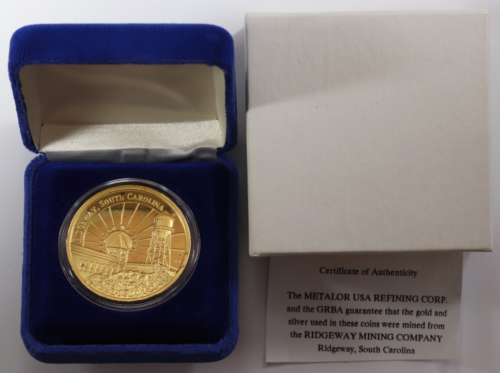 1999 Ridgeway South Carolina 1oz Proof Gold Commemorative w/Box & COA