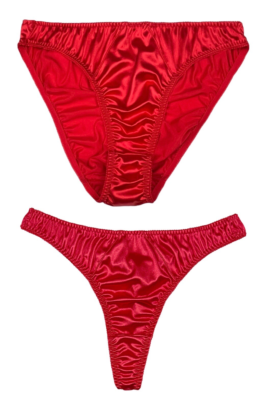 Retro Satin Panty & Thong Red Small Gem
