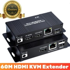 60M HDMI USB KVM Extender Splitter Loop POC Cable over Cat5e/6 Ethernet 1080P