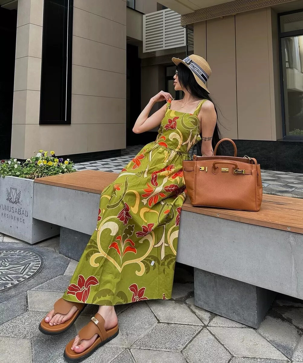 NWT ZARA 100% Cotton Printed Midi Dress Green 2183/010 Sizes