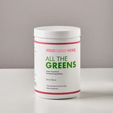 PRIVATE LABEL Super GREENS Powder Berry Flavor Blend, 30 servings - UNLABELED