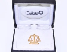 Colibri Stainless Steel Gold Plated Scale of Justice Tie Tack