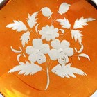 Bohemian Medium Size w/Amber Stained back Engraved Bouquet Art Glass Paperweight — photo 3