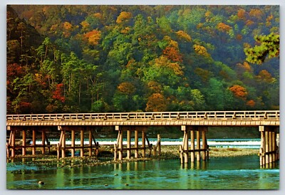 Japan Kyoto Arashi Yama in Autumn Vintage Postcard Continental