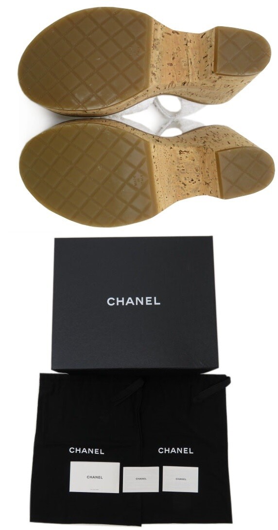 CHANEL Wedge Sole CoCo Mark Sandals EU37 US6 CC Logo G38994 CHANEL Wedge Sole CoCo Mark Sandals EU37 US6 CC Logo G38994