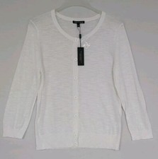 Cable  Gauge Women  s White Long Sleeve Button Front Cardigan Sweater Sz XL J6 